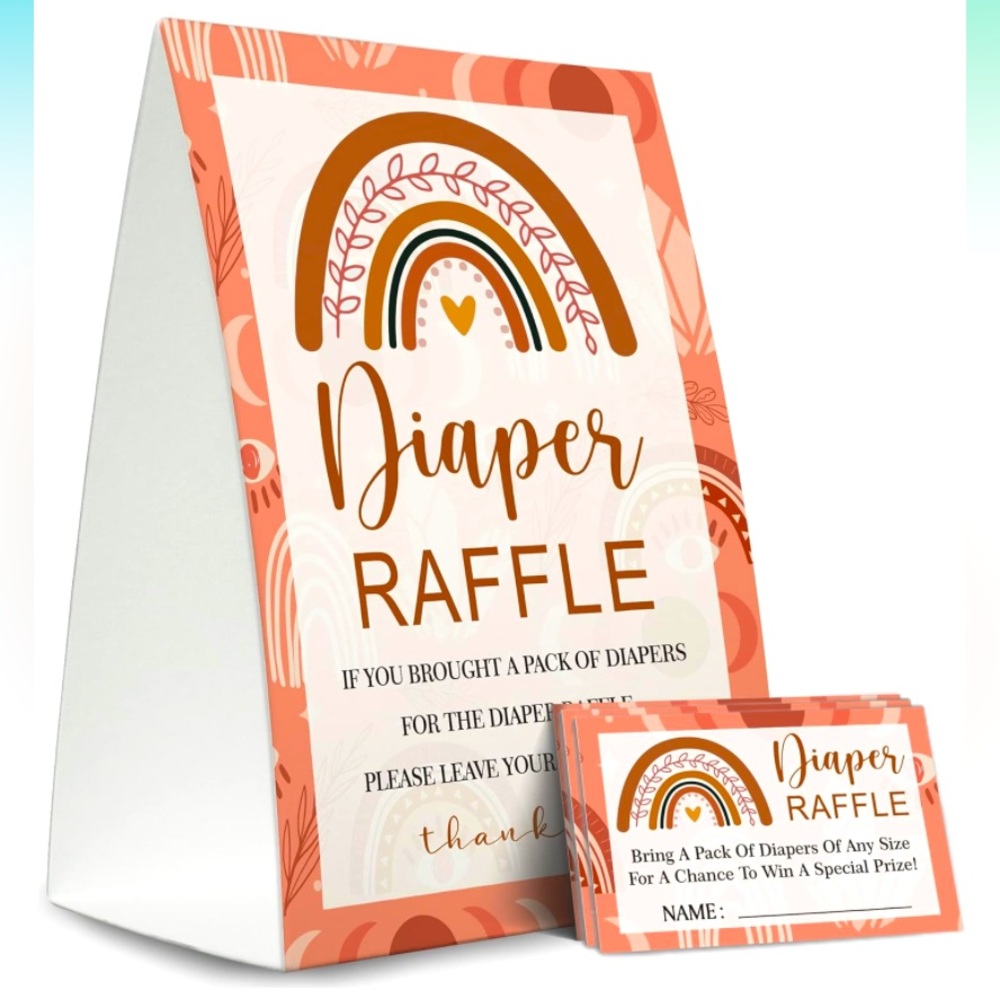Baby Shower Diaper Raffle Sign And Card 50 Cards